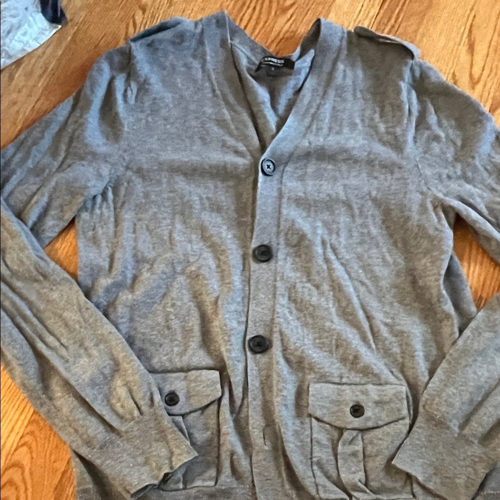 Express Gray Men's Cardigan Sweater